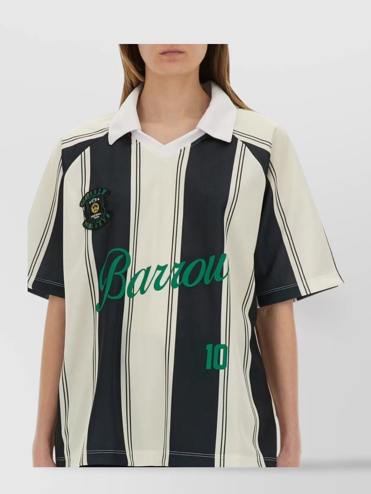 Barrow V Neck Striped Patch T-Shirt