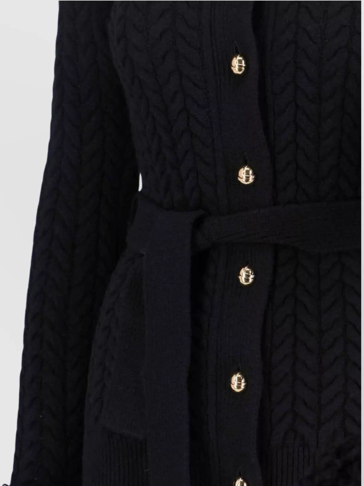 Patou Long Knit Sweater Belted At Waist