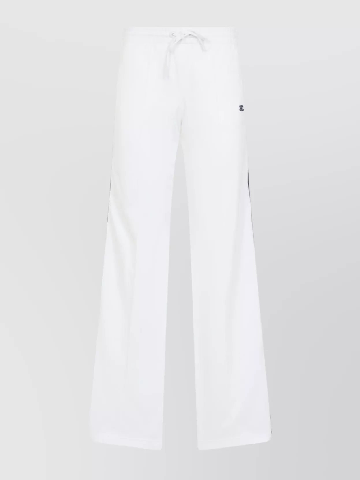 Celine Sporty Trousers With Drawstring Waist And Side Stripes In White