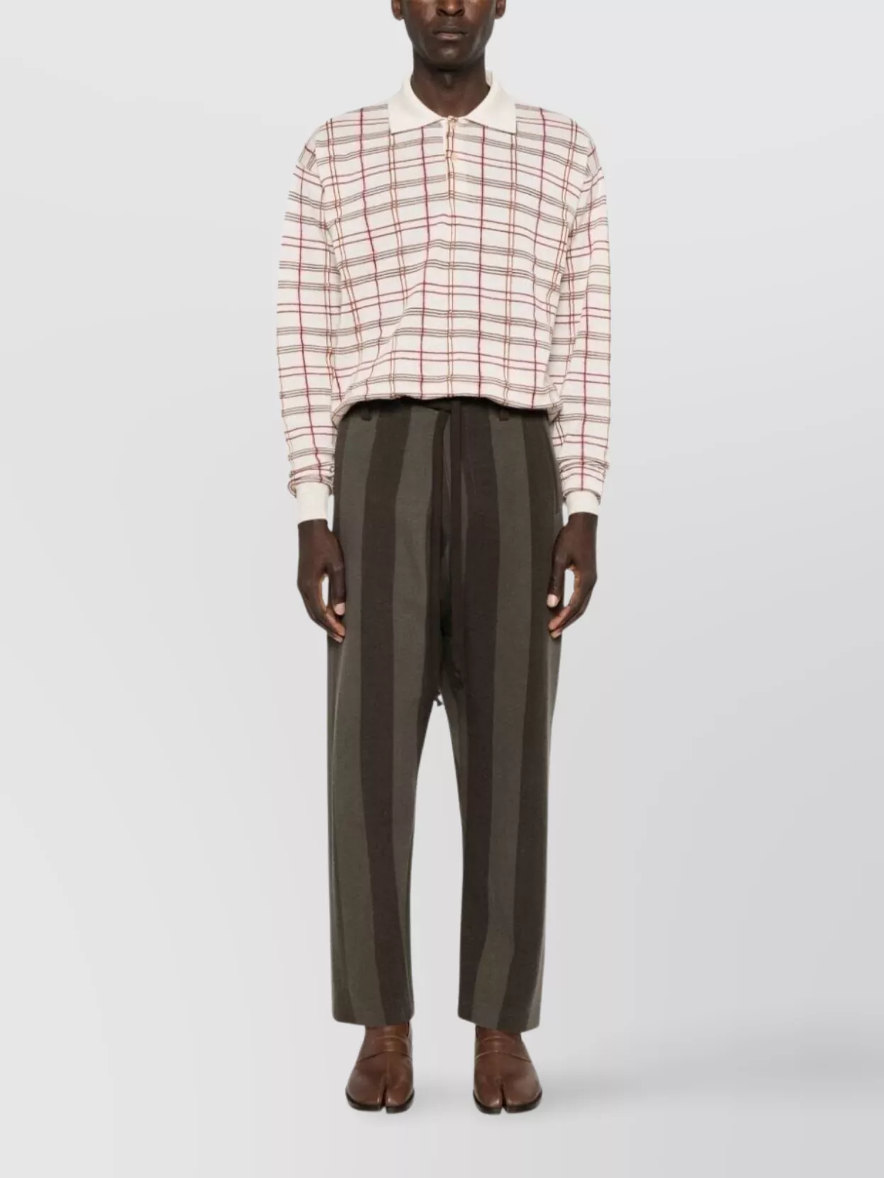 Uma Wang Striped Trousers Featuring Pockets In Green