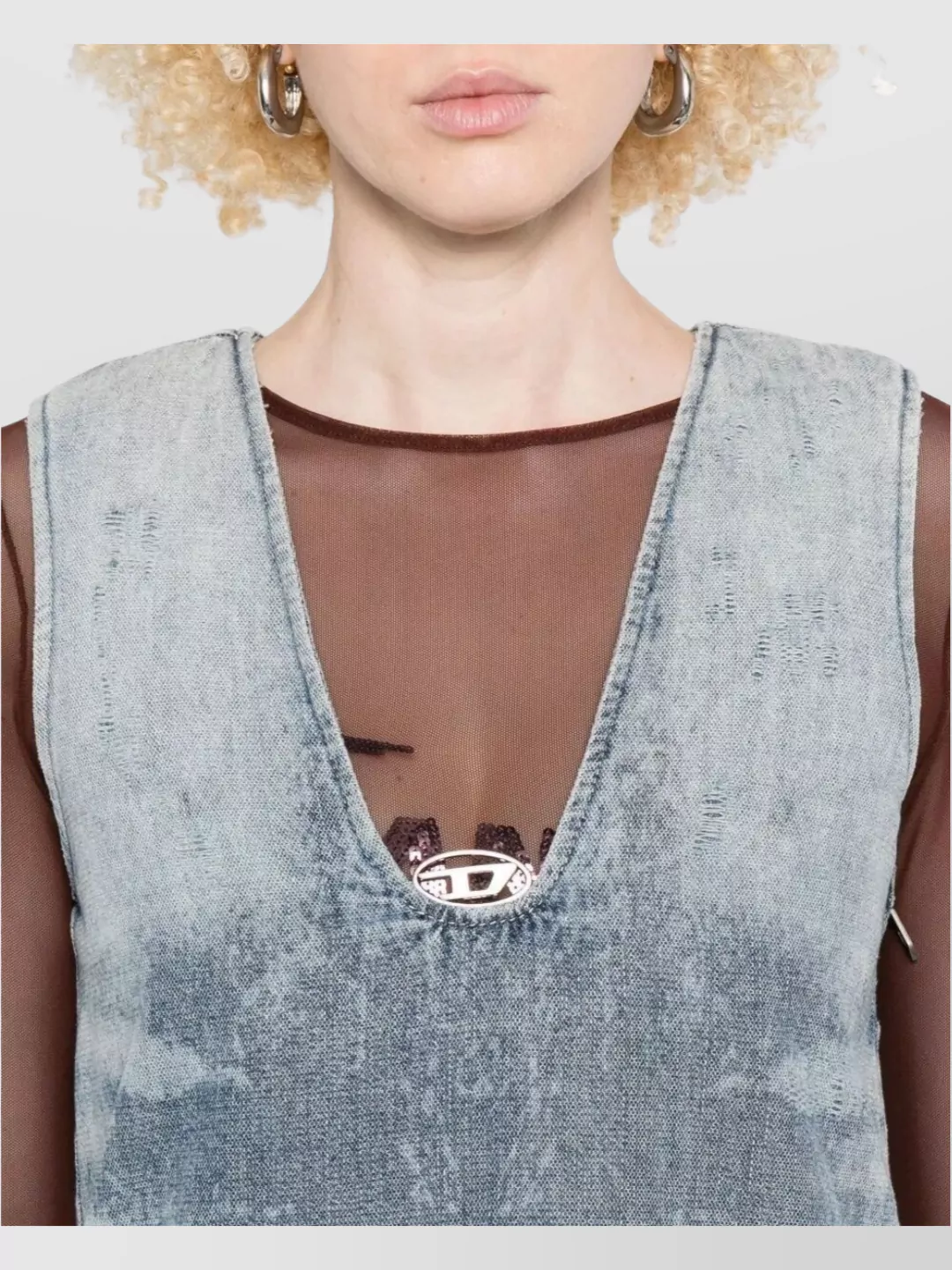 Diesel Denim Sleeveless Dress Curved Hem