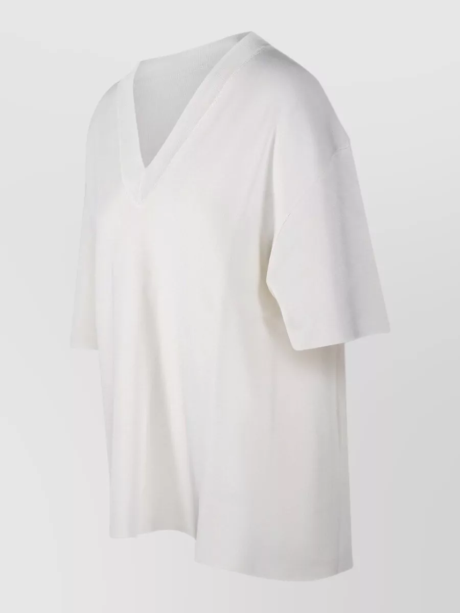 Ami Paris V-Neck Short-Sleeve Sweater