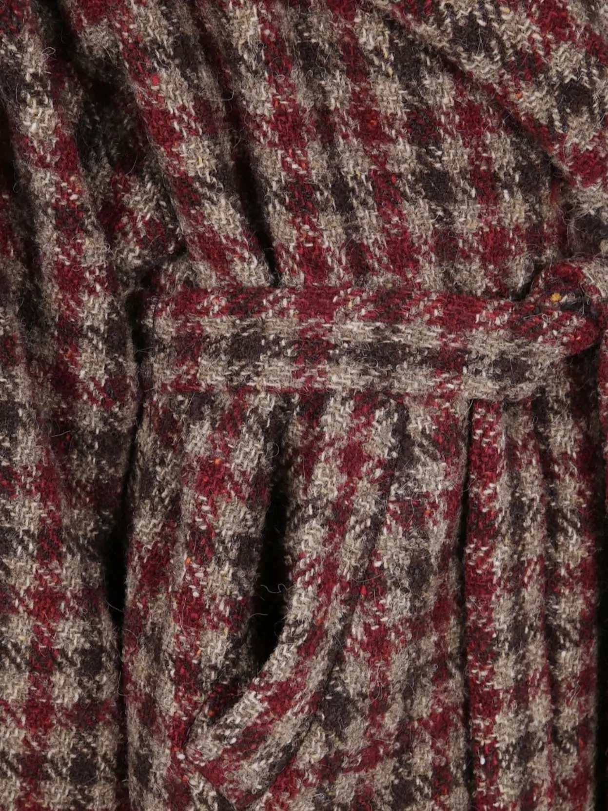 Uma Wang Checked Pattern Coat Belted Waist In Multi