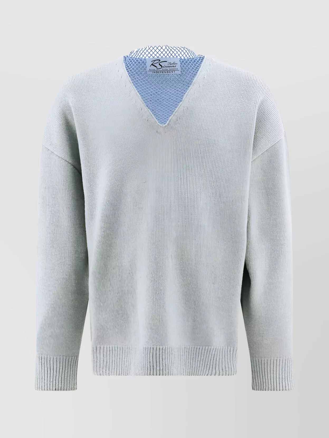 Shop Raf Simons Versatile V-neck Knit With Ribbed Accents In Pastel