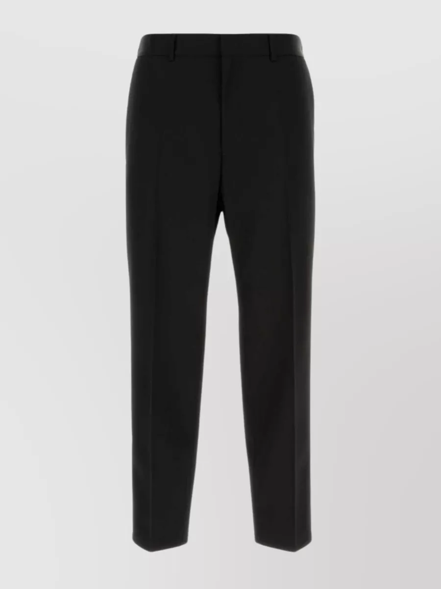Shop Jil Sander Wool Pant With Elasticated Waistband And Tapered Leg In Black