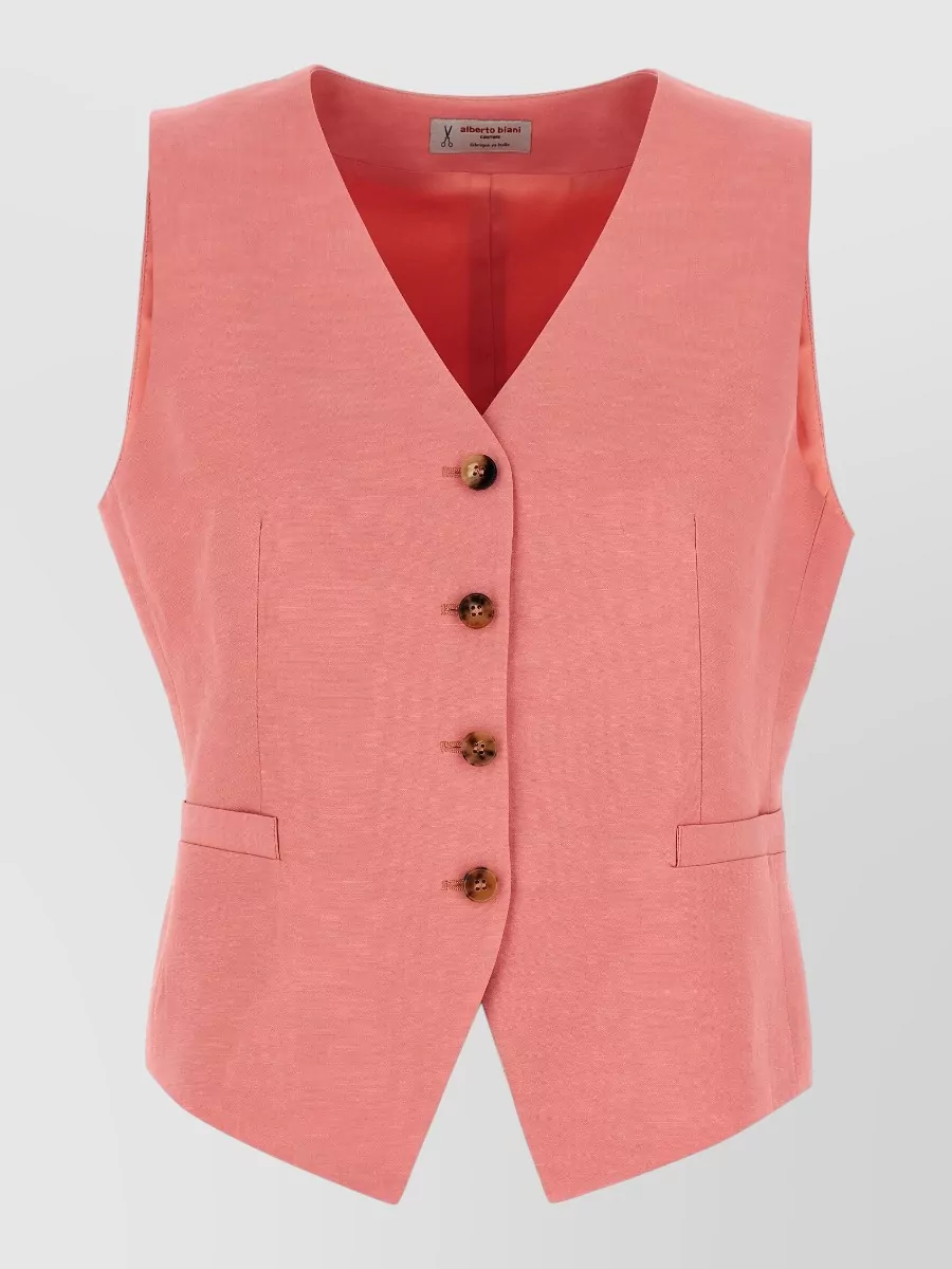 Alberto Biani viscose linen v-neck vest