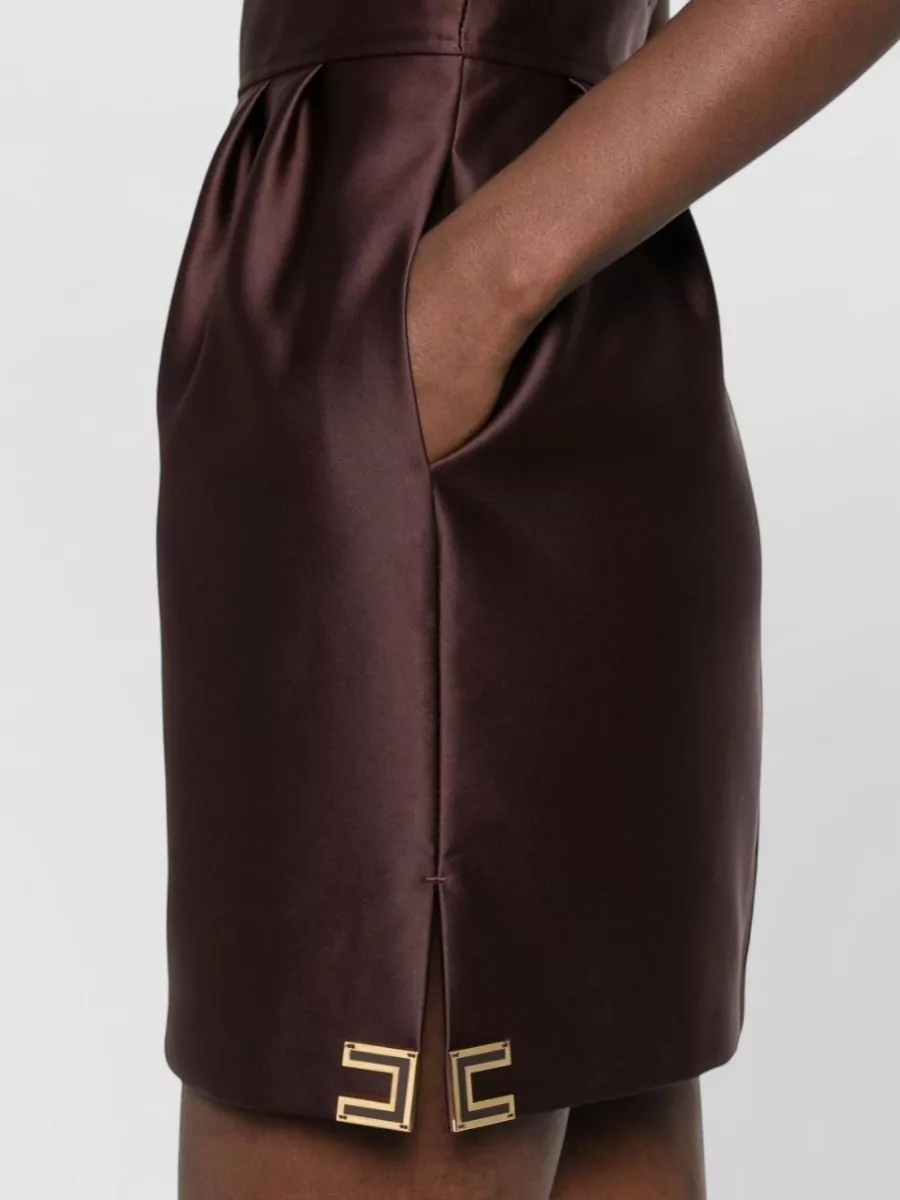 Elisabetta Franchi One Shoulder Satin Mini Dress Sleeveless