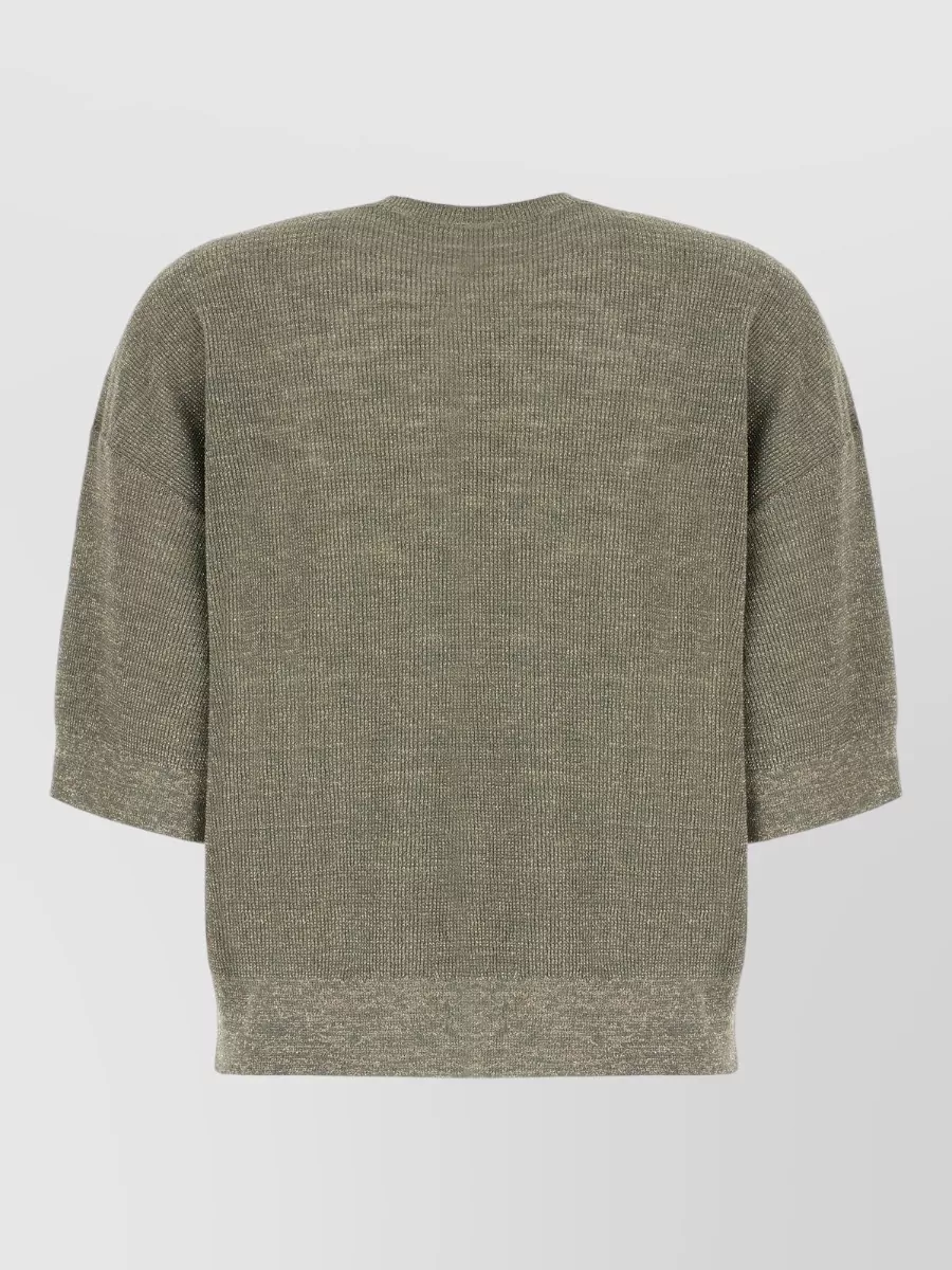 Brunello Cucinelli Linen-Blend Ribbed Crew-Neck Short-Sleeve Sweater