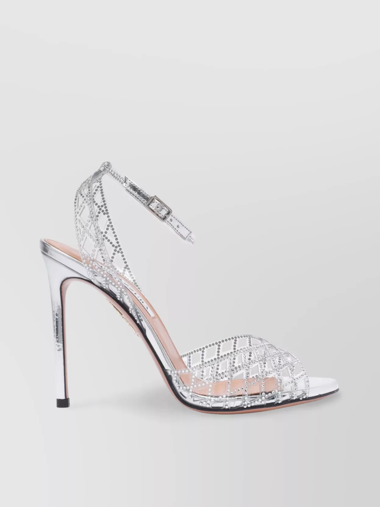 Shop Aquazzura Heeled Sandals With Ankle Strap And Rhinestone Embellishments