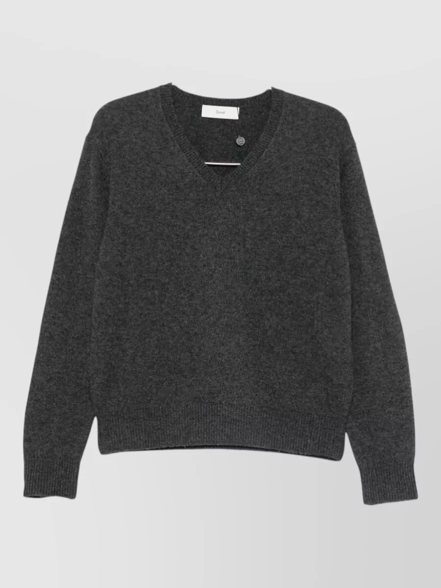 Dunst cashmere wool ribbed v-neck long-sleeve jumper