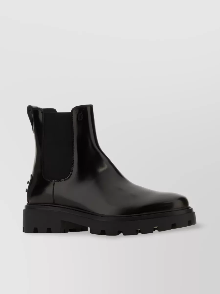 Shop Tod's Chelsea Contemporary Chunky-sole Boots In Black