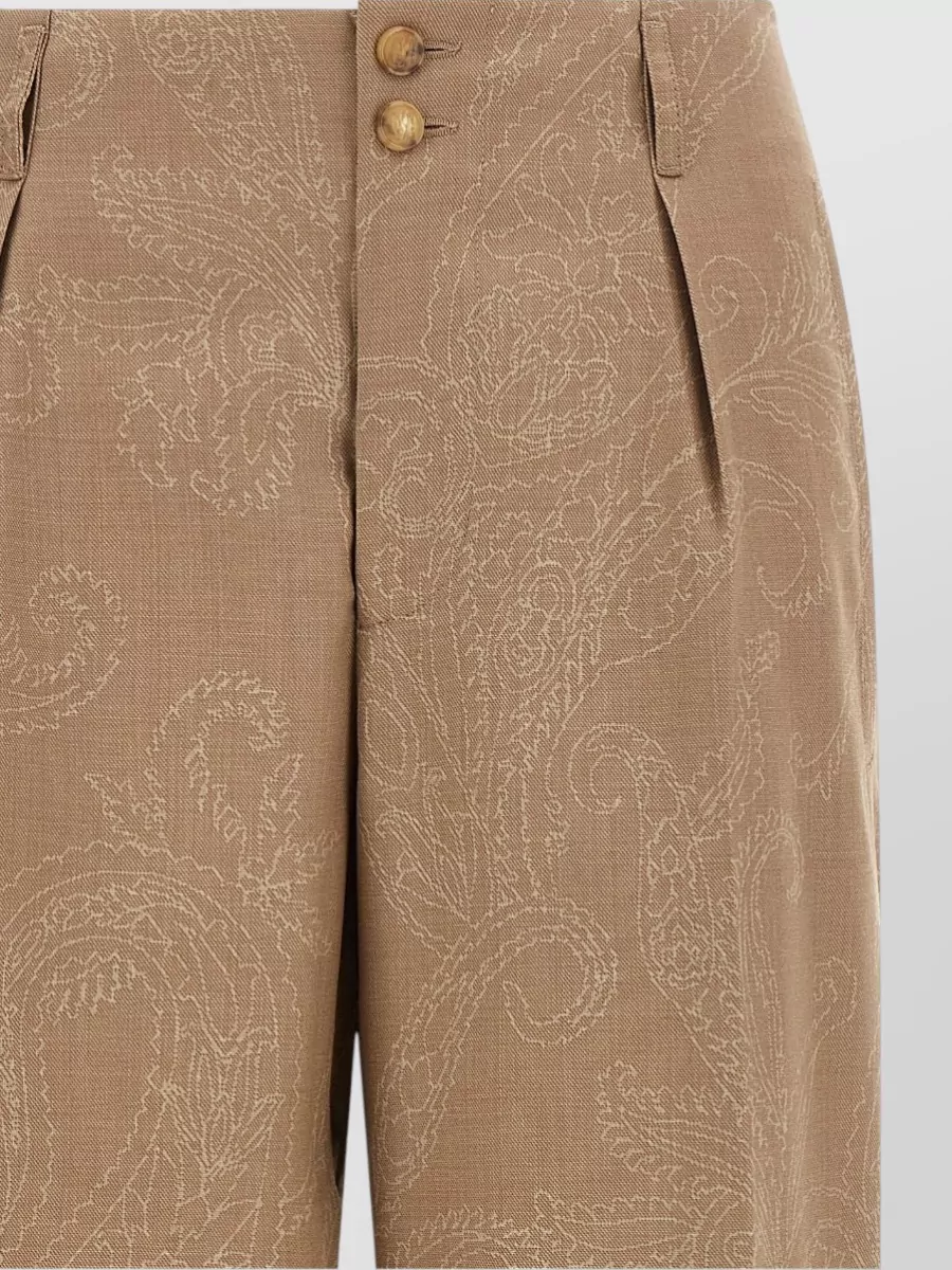 Etro Wool Paisley Jacquard Straight-Leg Tailored Trousers