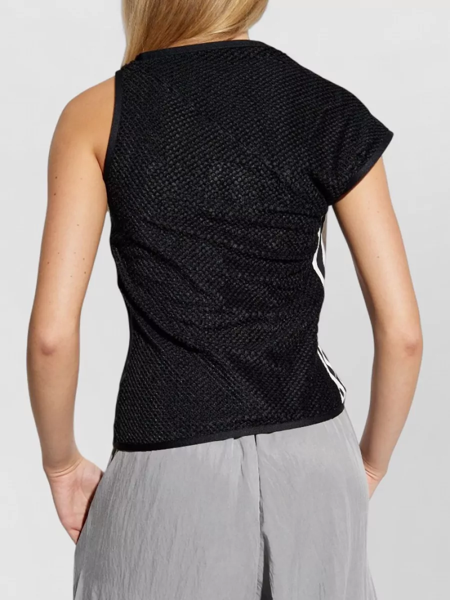 Adidas Y3 Recycled Polyester Waffle Knit Asymmetric Sleeveless Top