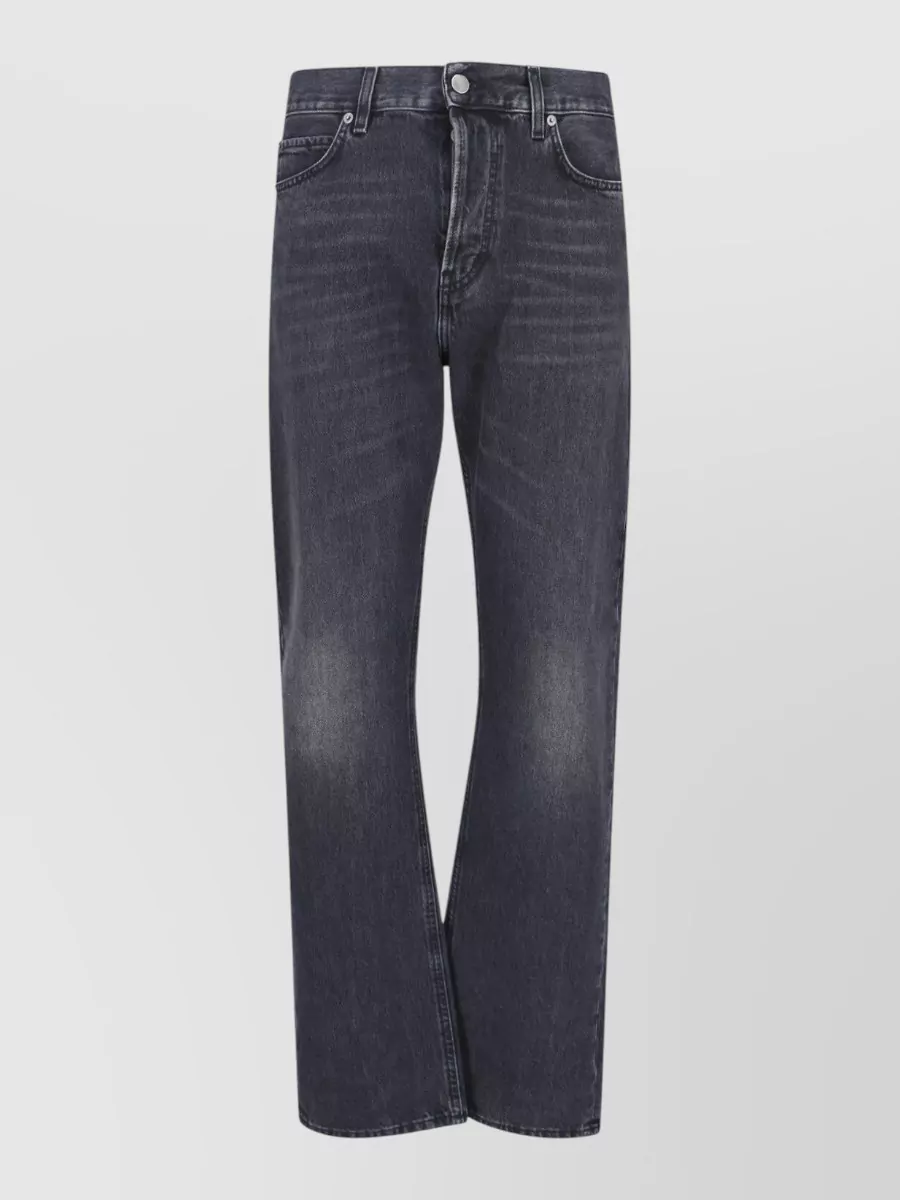 Haikure Straight-leg trousers — The Haikure straight-leg in washed charcoal mirrors the tee’s muted mauve-grey tone and minimalist streetwear mood, giving a clean, regular silhouette that keeps the palette tight and easy to wear.