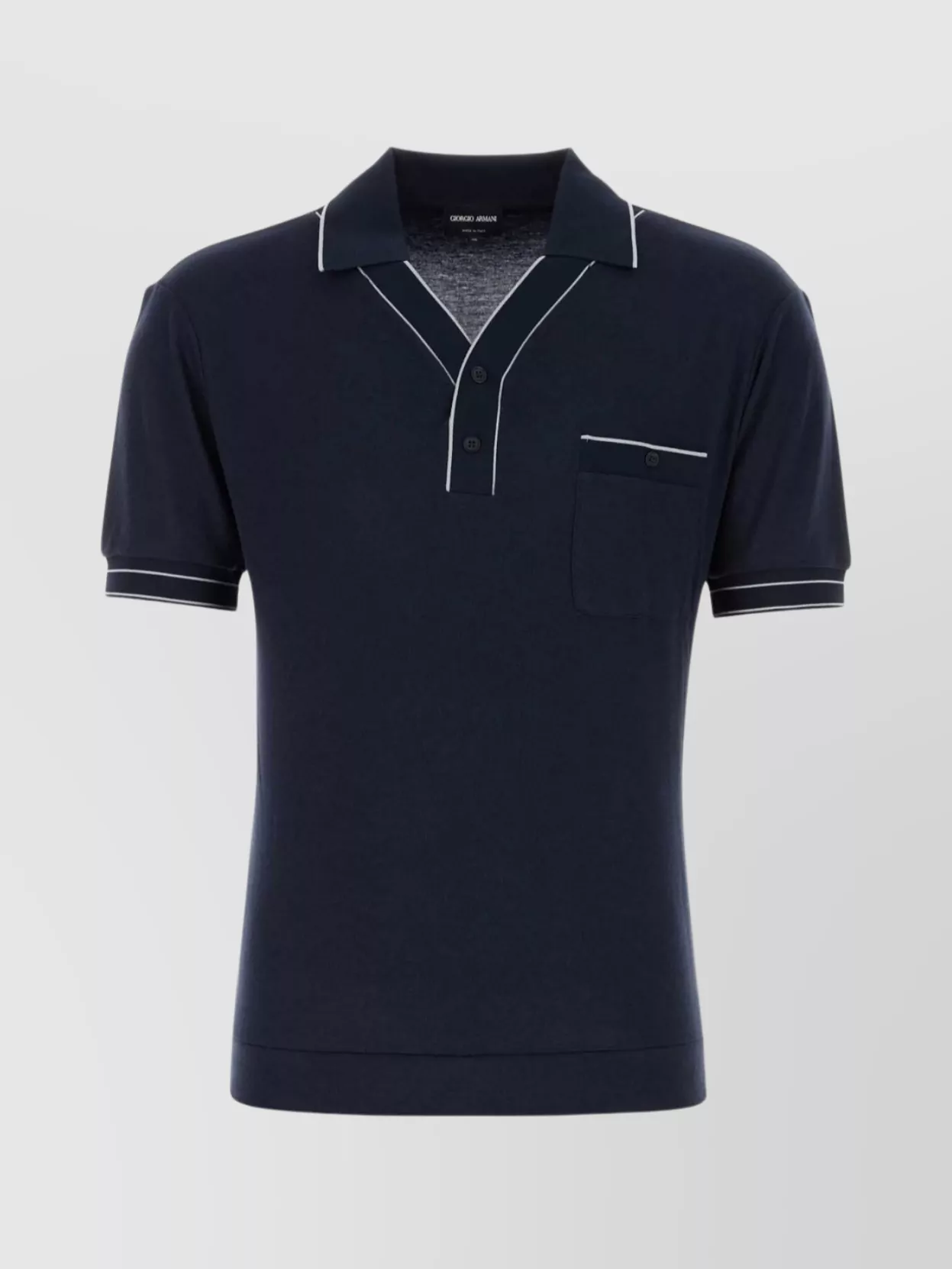 Shop Giorgio Armani Midnight Viscose Blend Polo Shirt