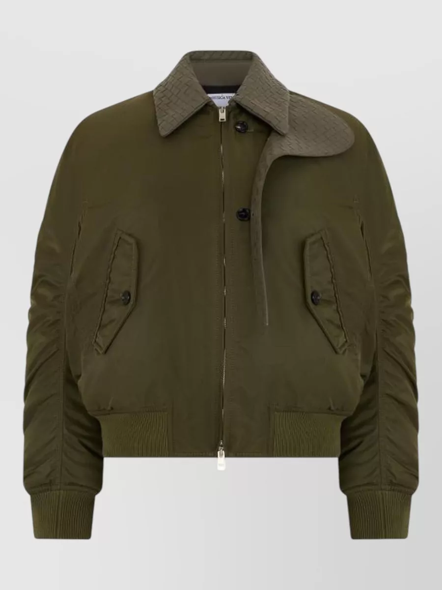 Bottega Veneta leather trim padded bomber jacket
