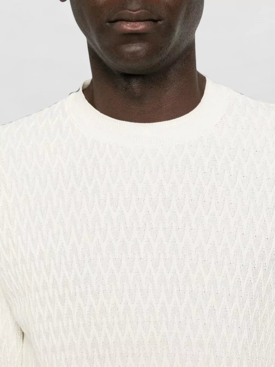 Emporio Armani Cotton Chevron-Knit Crew-Neck Short-Sleeve T-Shirt