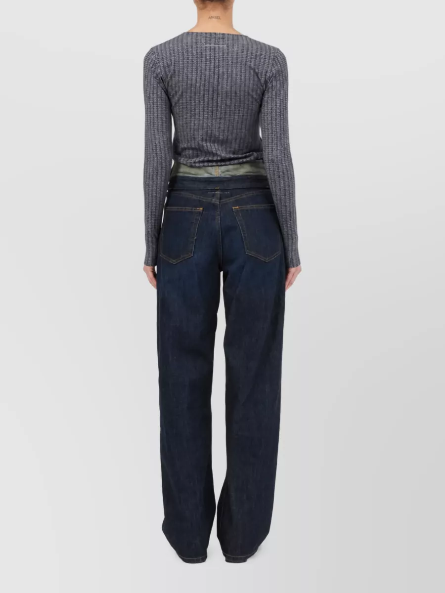 Mm6 Maison Margiela Deconstructed High-Rise Straight-Leg Denim Jeans