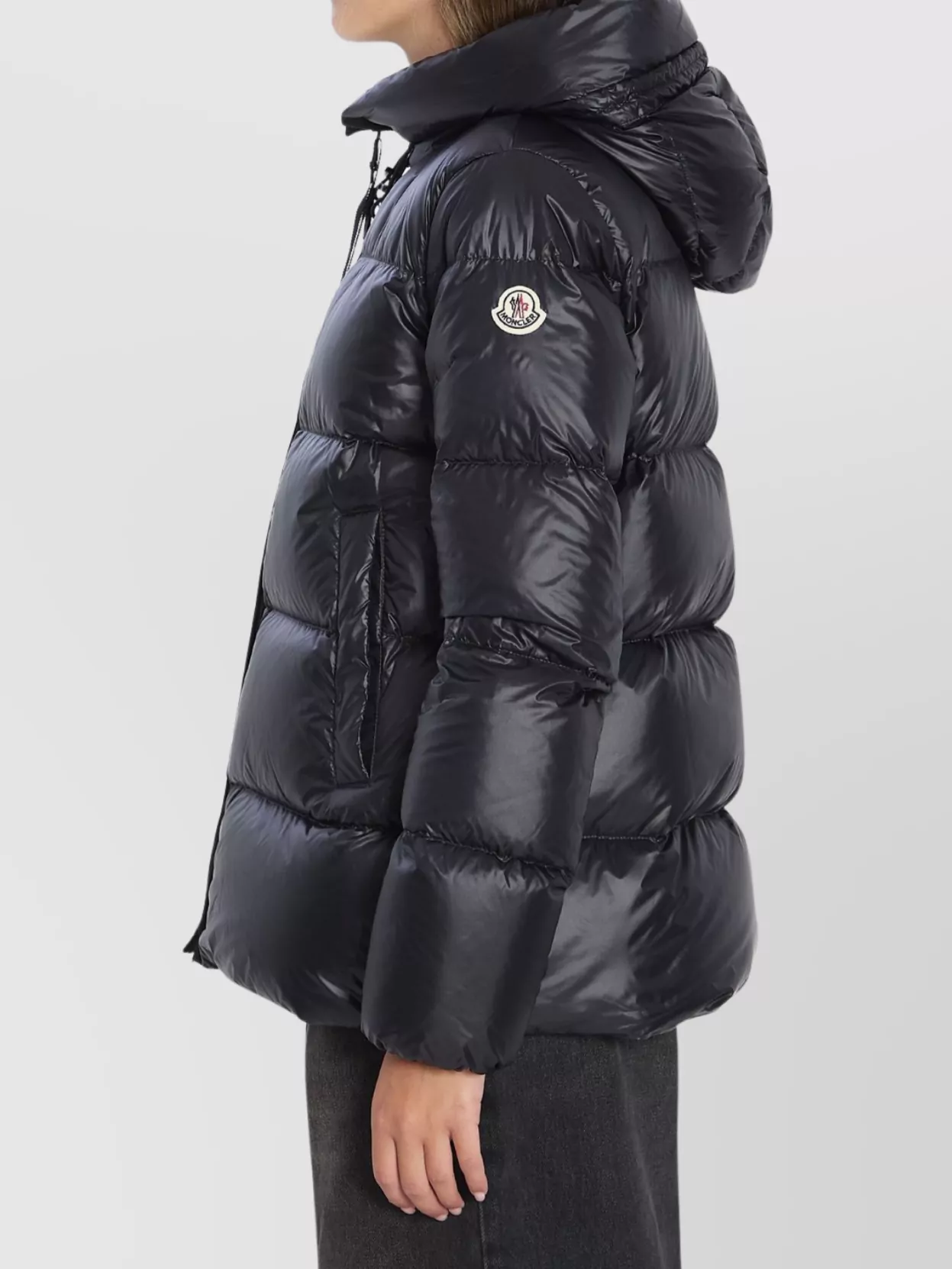Moncler Serittes Nylon Down Jacket With Hood In Black