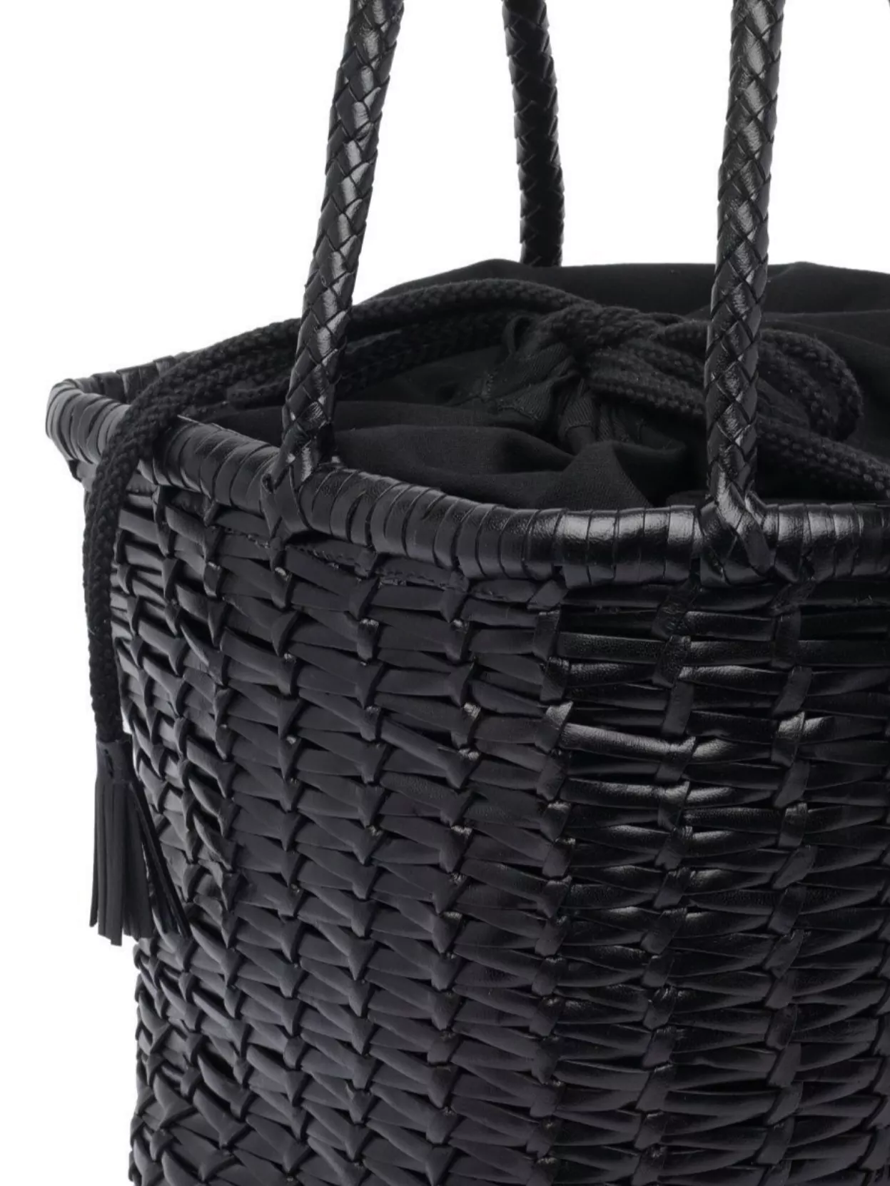 Dragon Diffusion Woven Texture Bucket Bag With Tassel Detail
