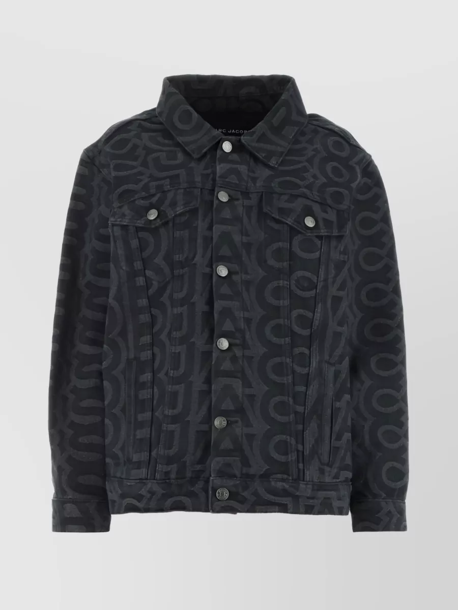 Shop Marc Jacobs Repeated Logo Denim Jacket In Black