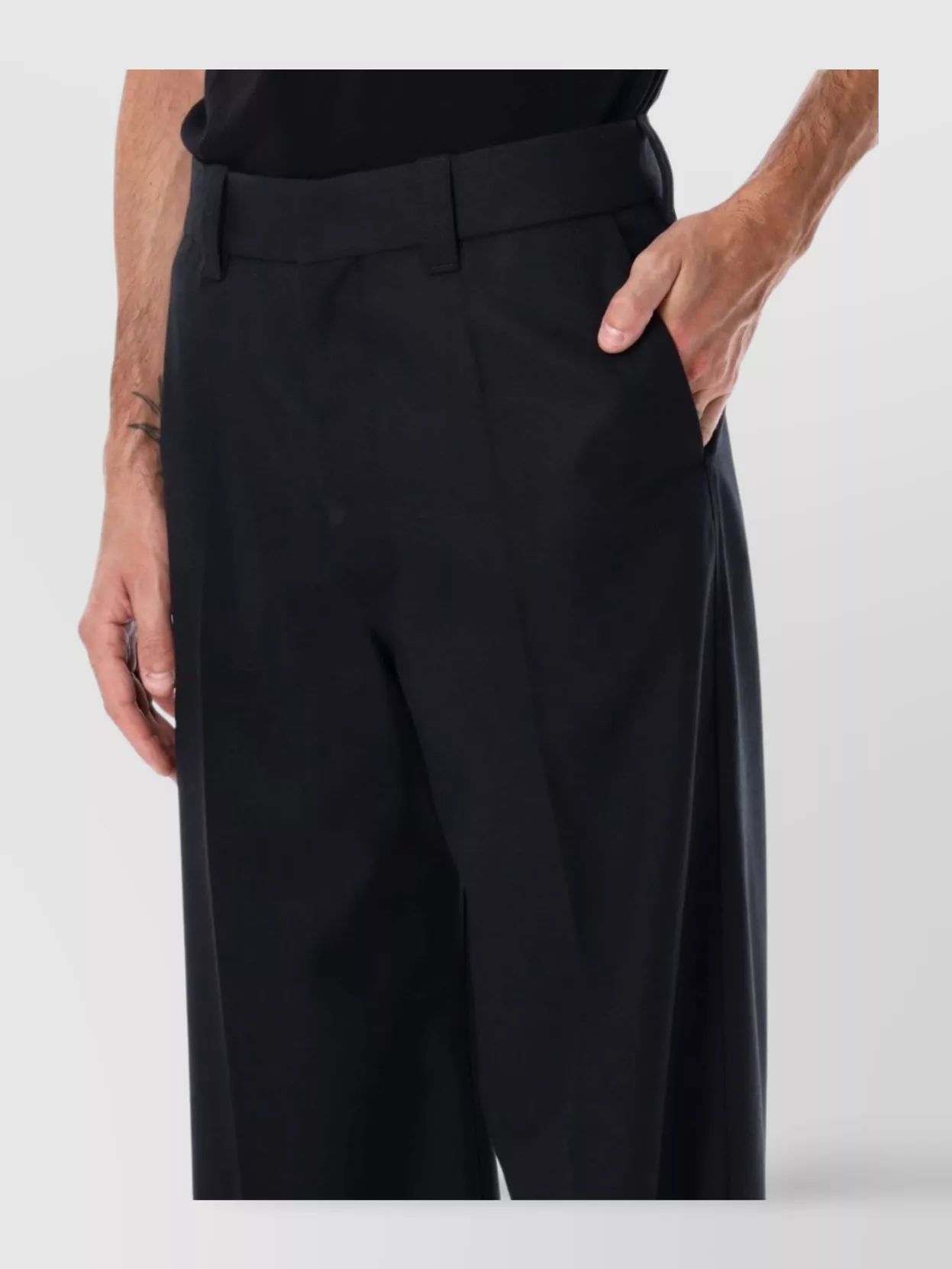 Lemaire Navy Straight Tailored Trousers In Black