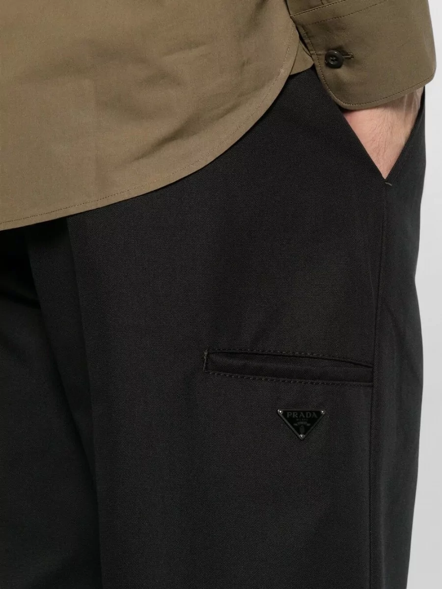 Prada Canvas Wide-Leg Trousers