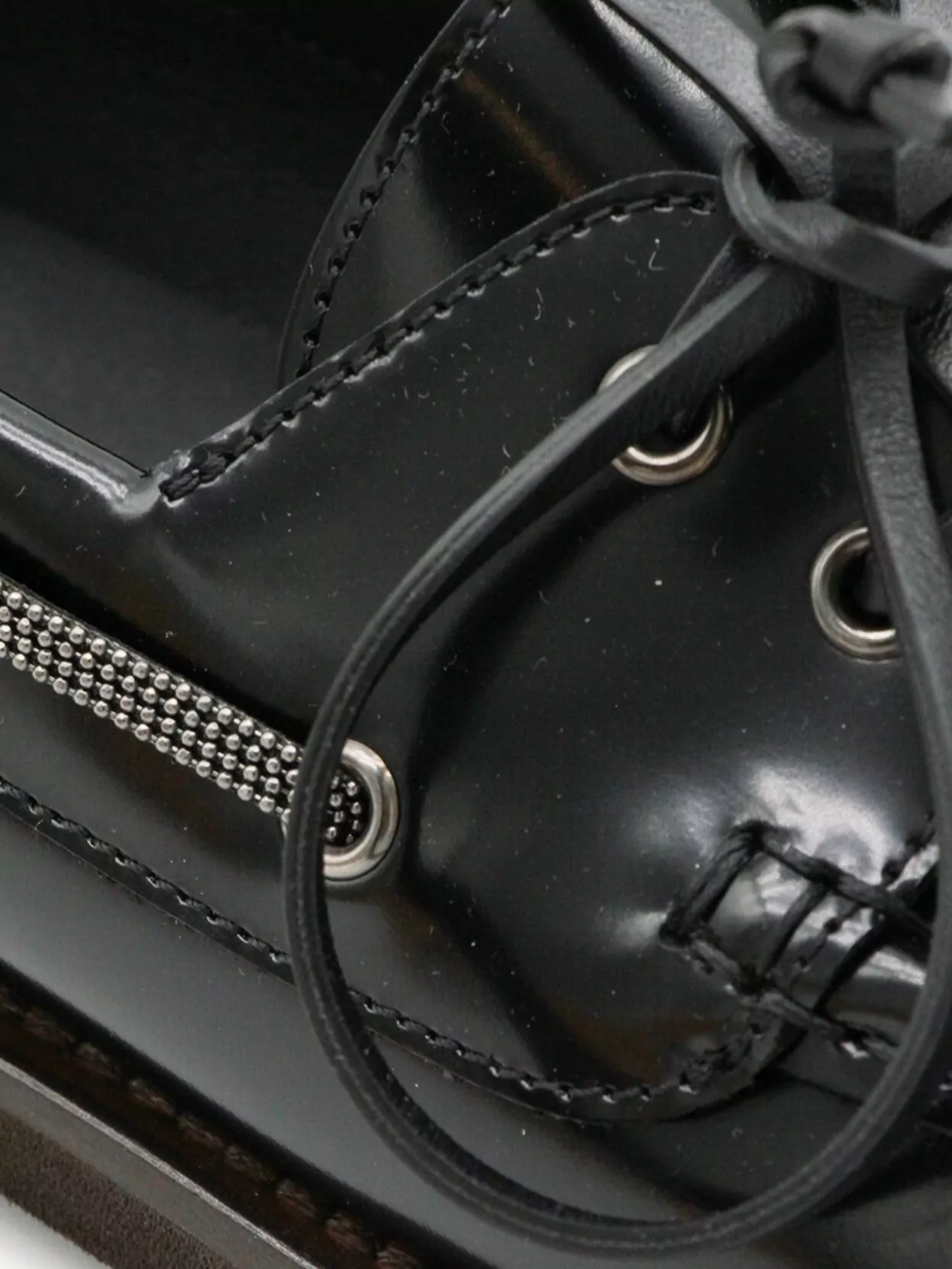 Brunello Cucinelli Glossy Loafers Featuring Metal Eyelets