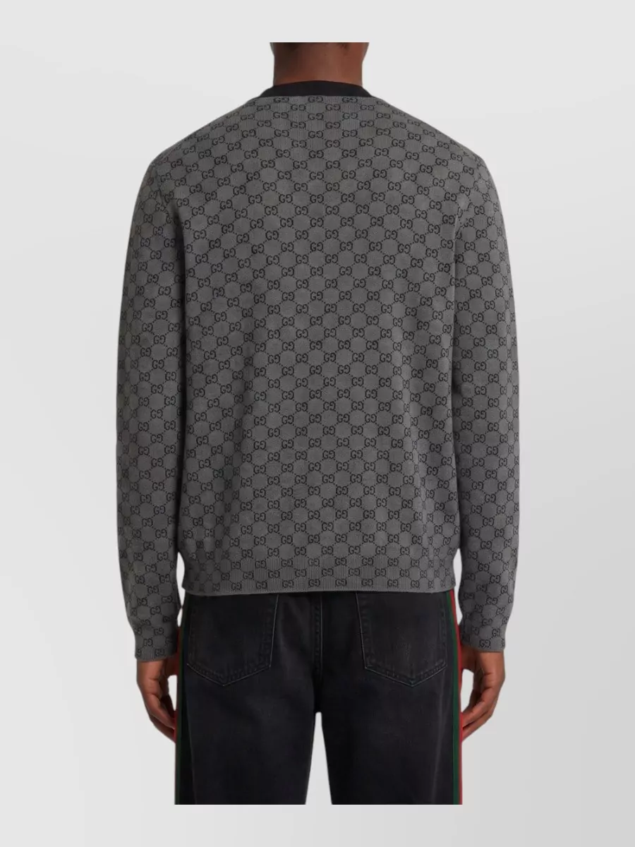 Gucci Wool Silk V-Neck Ribbed Cardigan