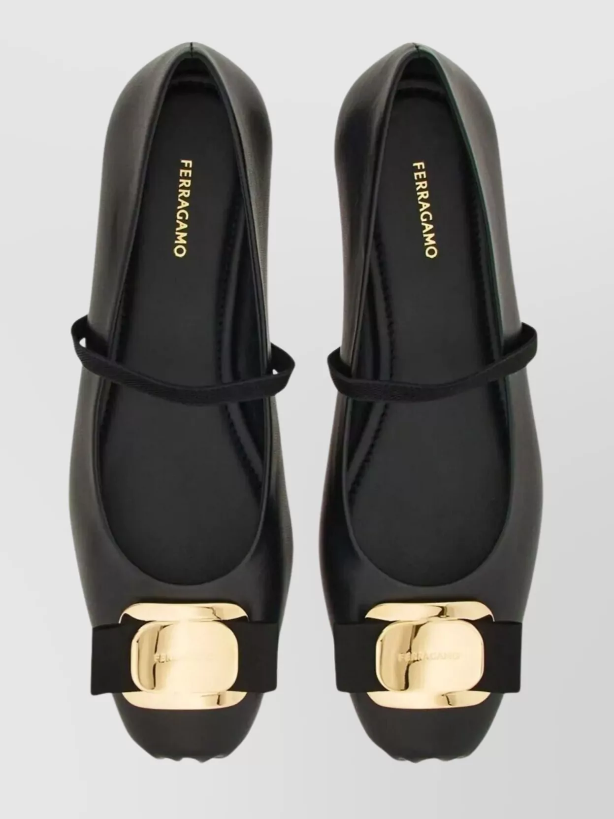 Ferragamo Plate Ballet Flats Gold-Tone Buckle