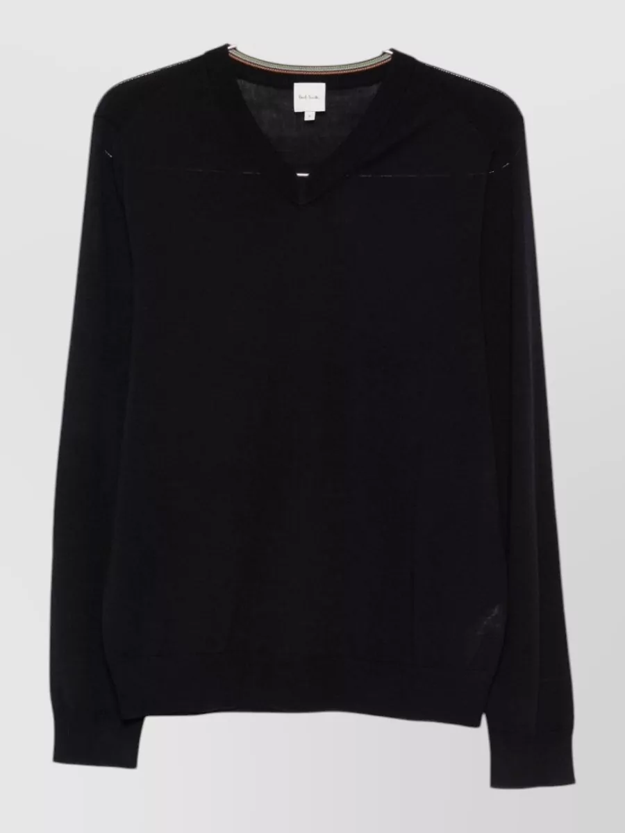 Paul Smith merino wool fine-knit v-neck long-sleeve sweater