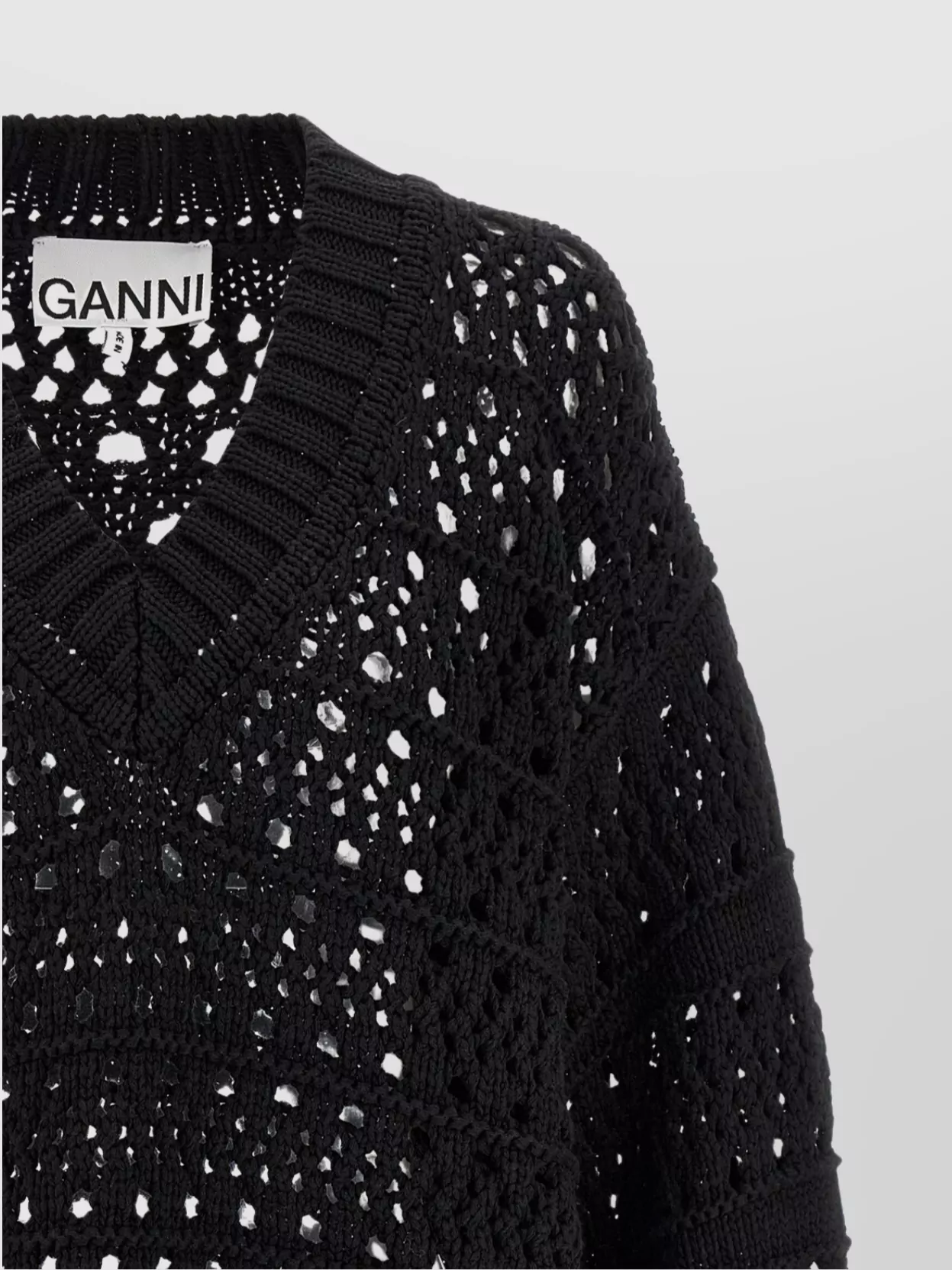 Ganni 'V-Neck Crochet' Knit Sweater