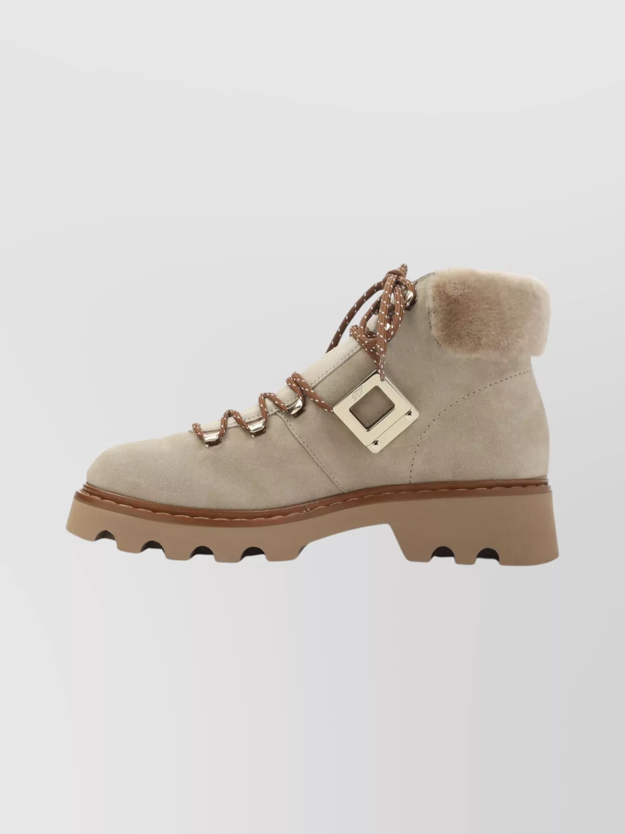 Roger Vivier Ranger Bootie With Buckle And Fur Trim