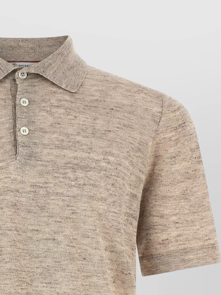 Brunello Cucinelli Linen Cotton Polo Shirt Ribbed Collar