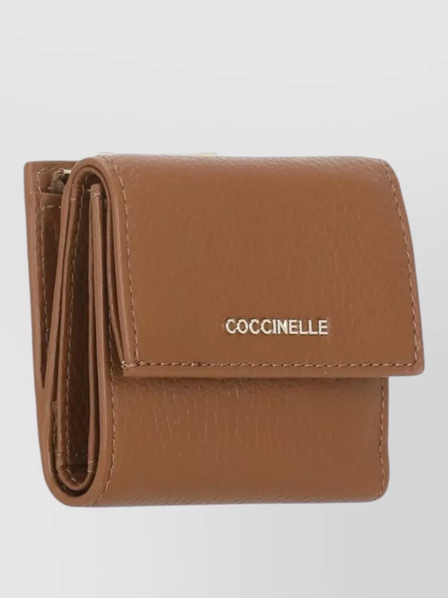 Coccinelle Leather Wallet Foldover Flap Rear Pocket