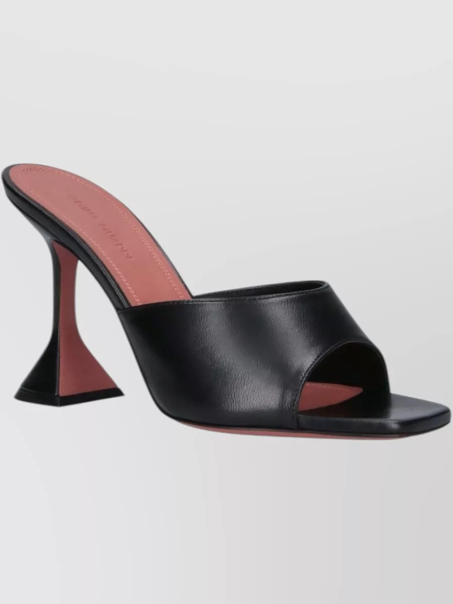 Amina Muaddi Leather High Heel Mules