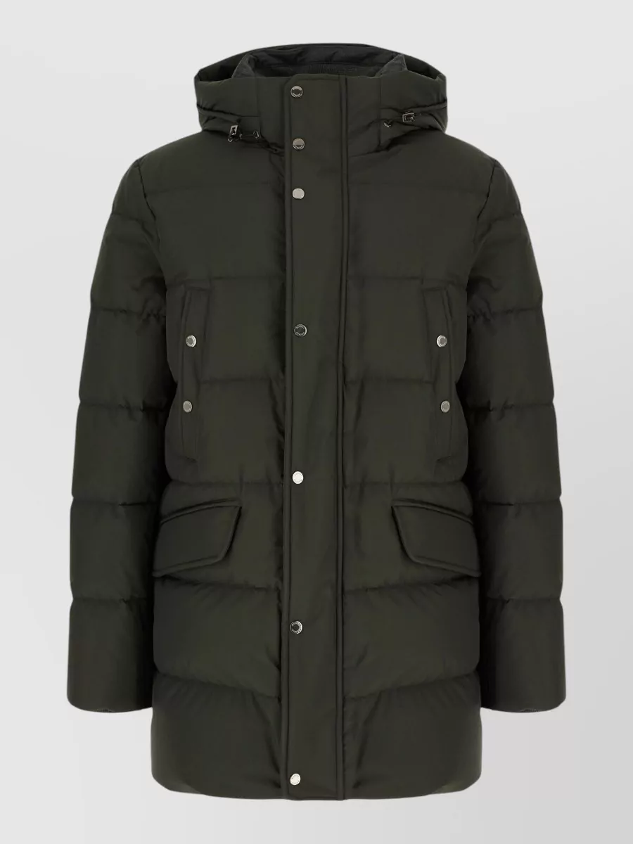 MOORER POLYESTER DOWN HOODED JACKET FRONT POCKETS