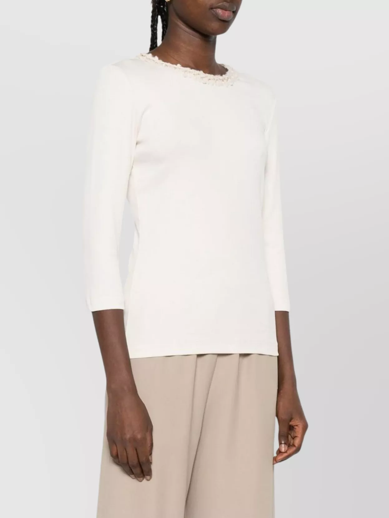 Fabiana Filippi Stylish Knit Sweater Embellished Neckline