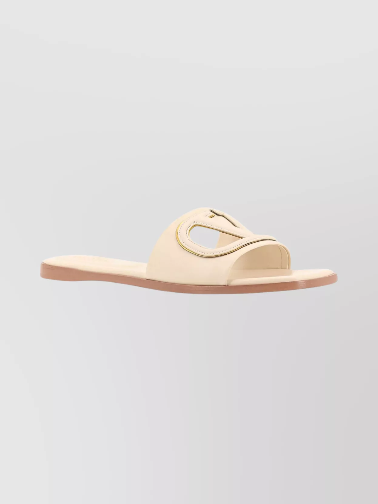 Valentino Leather Slides With Cut-out Logo Design