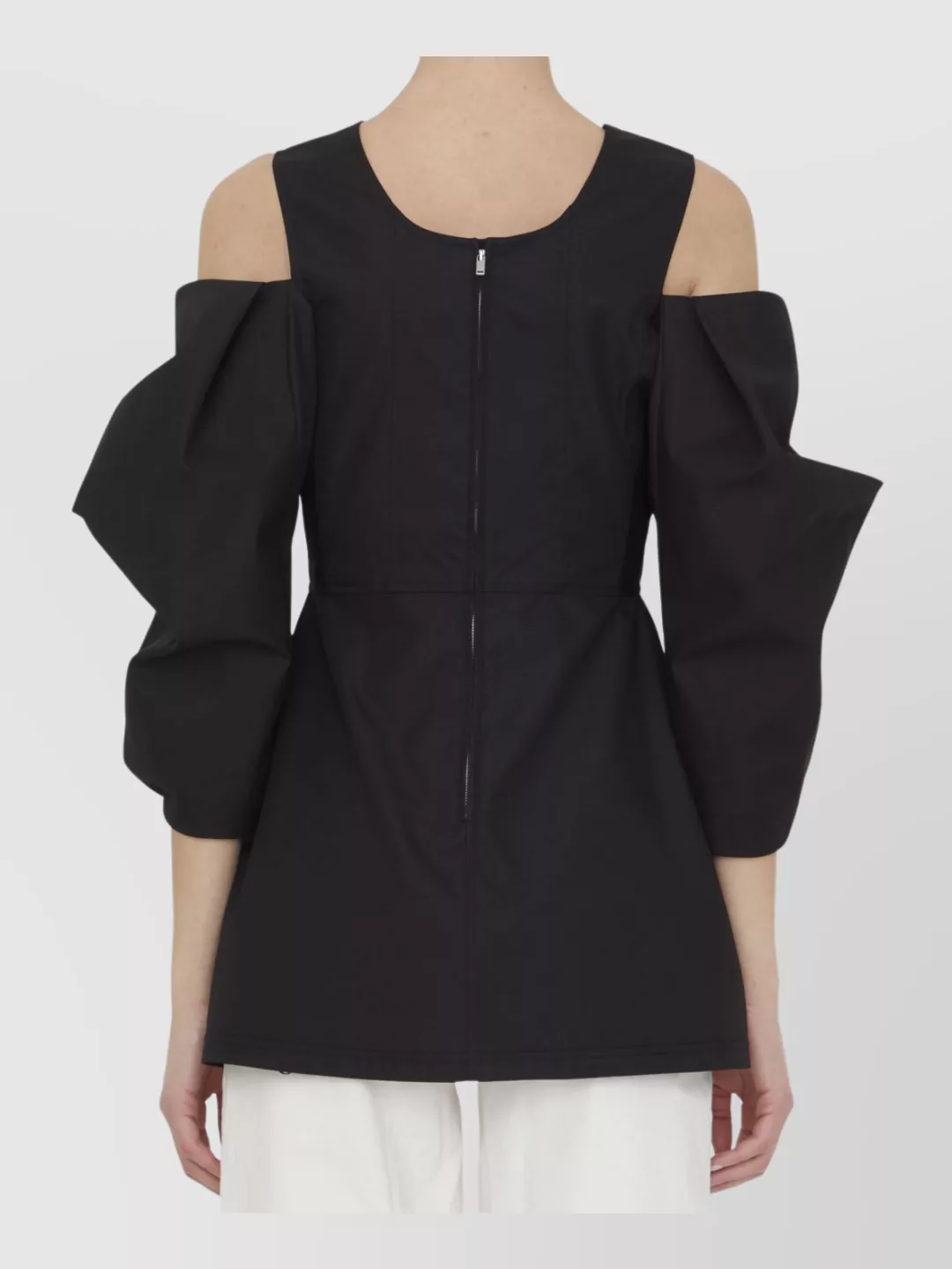 Jil Sander Cut-out Cotton Top In Black