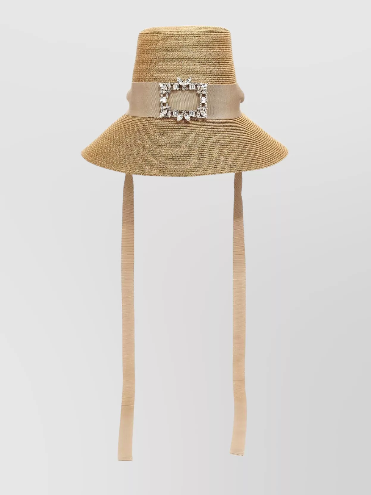 Roger Vivier Buckle Detail Ribbon Wide Brim Hat