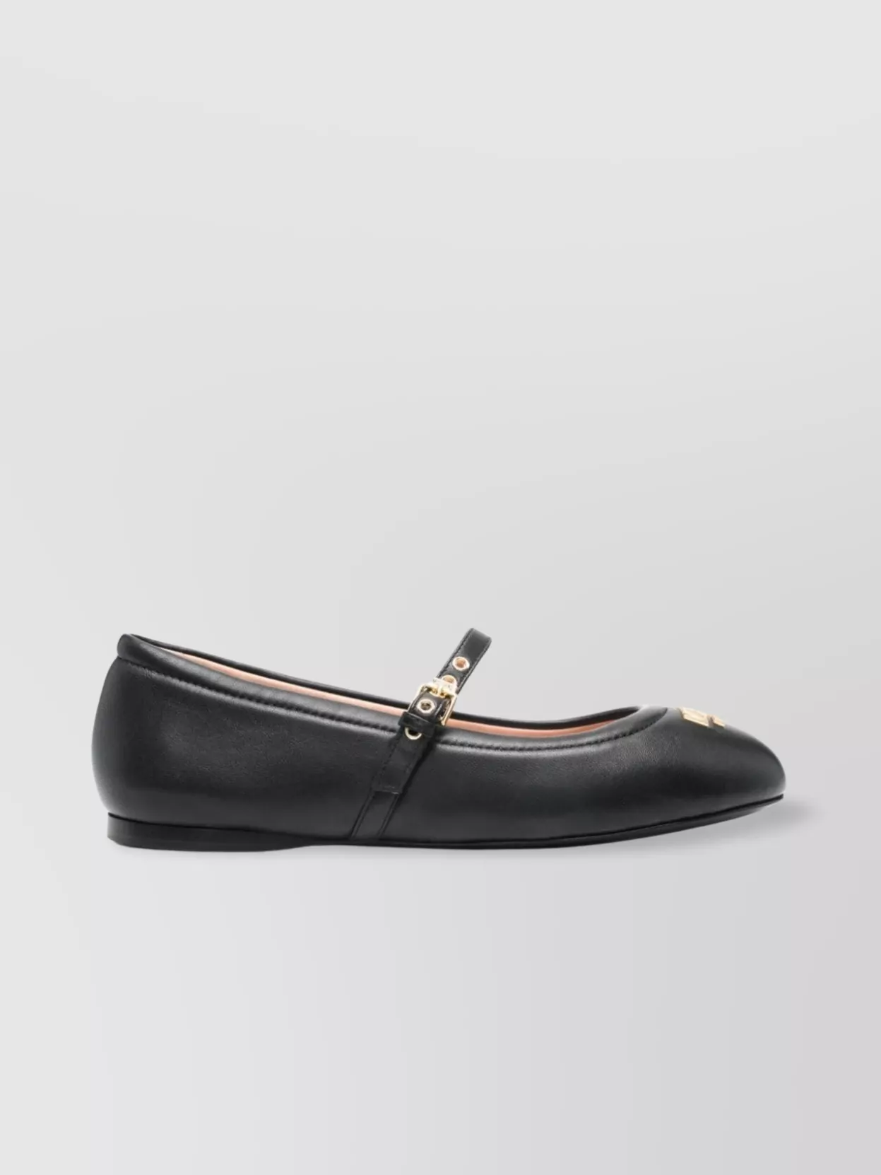 Moschino Logo Ballet Flats Leather Sole Round Toe