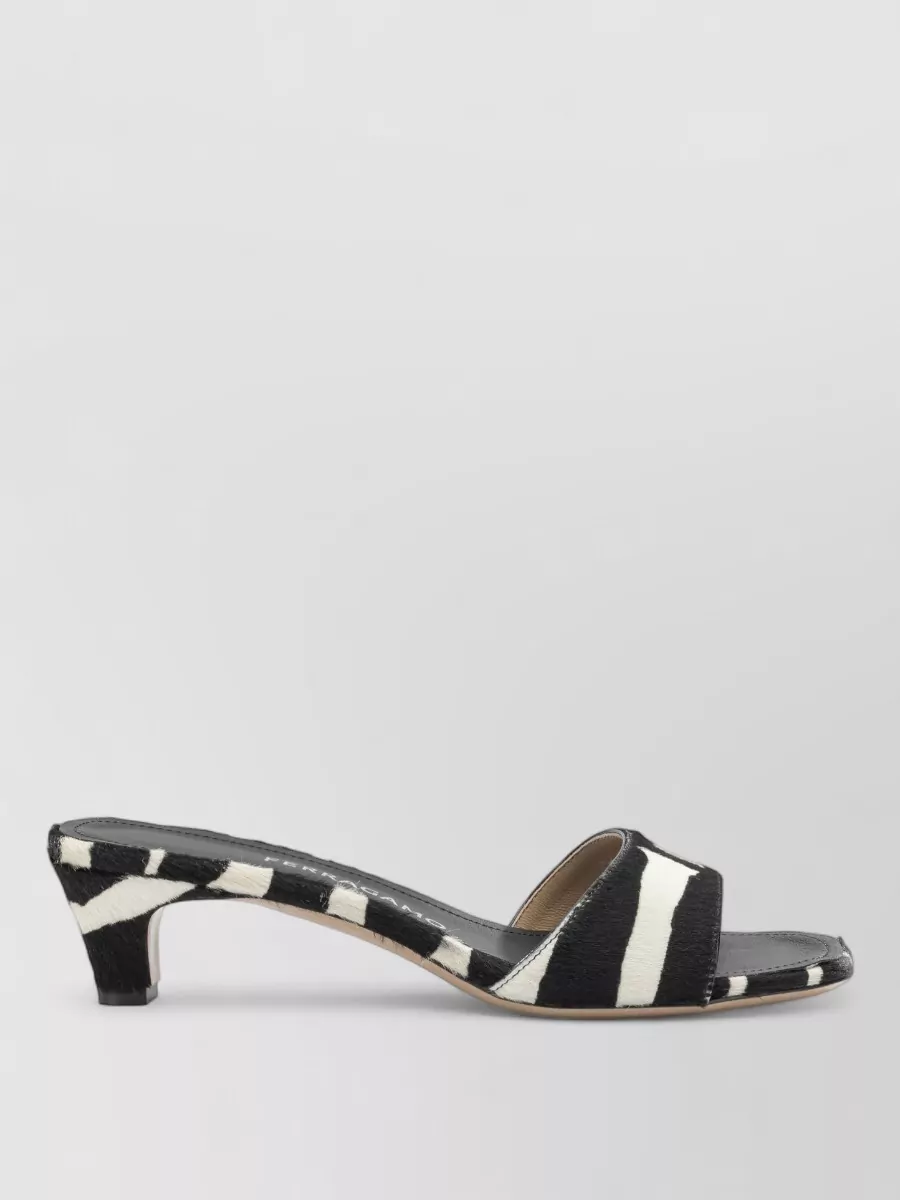 Ferragamo Sandals Open Toe Textured Finish Zebra Pattern In Multi