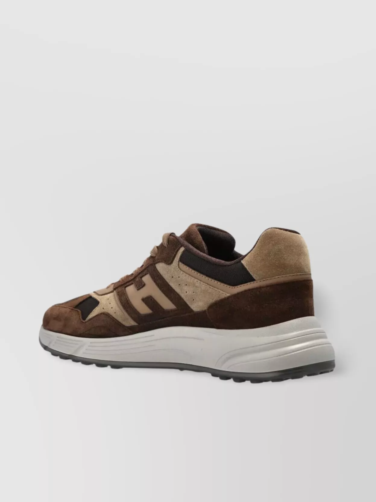 Hogan Lightweight Mesh And Suede Sneakers In Brown