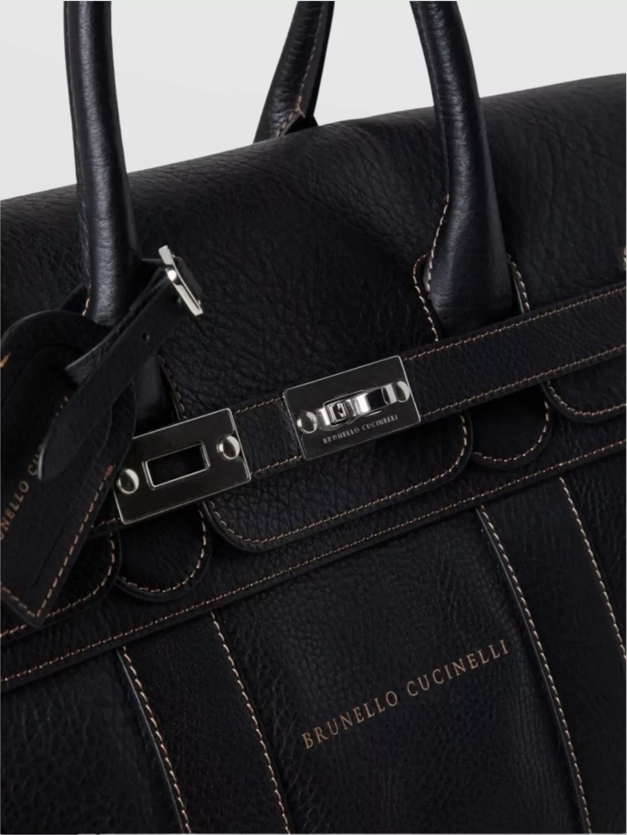 Brunello Cucinelli Round Handle Metal Hardware Travel Bag