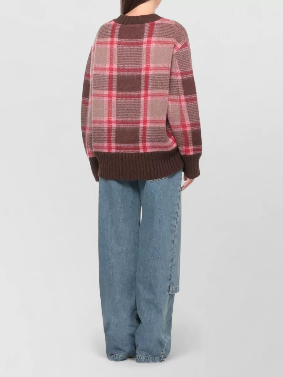 The Attico Mohair Checked Crewneck Sweater
