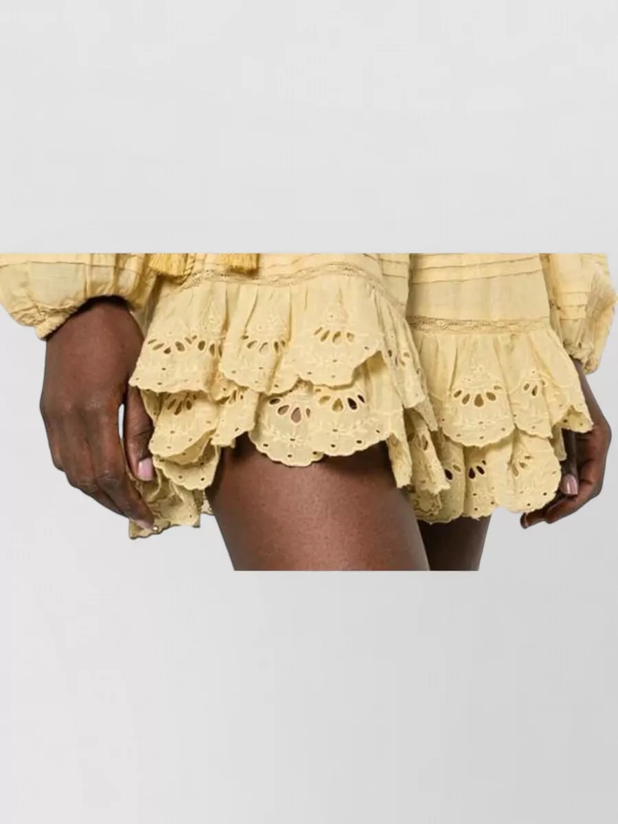 Isabel Marant Etoile Ruffled Embroidered Long-Sleeve Mini Dress