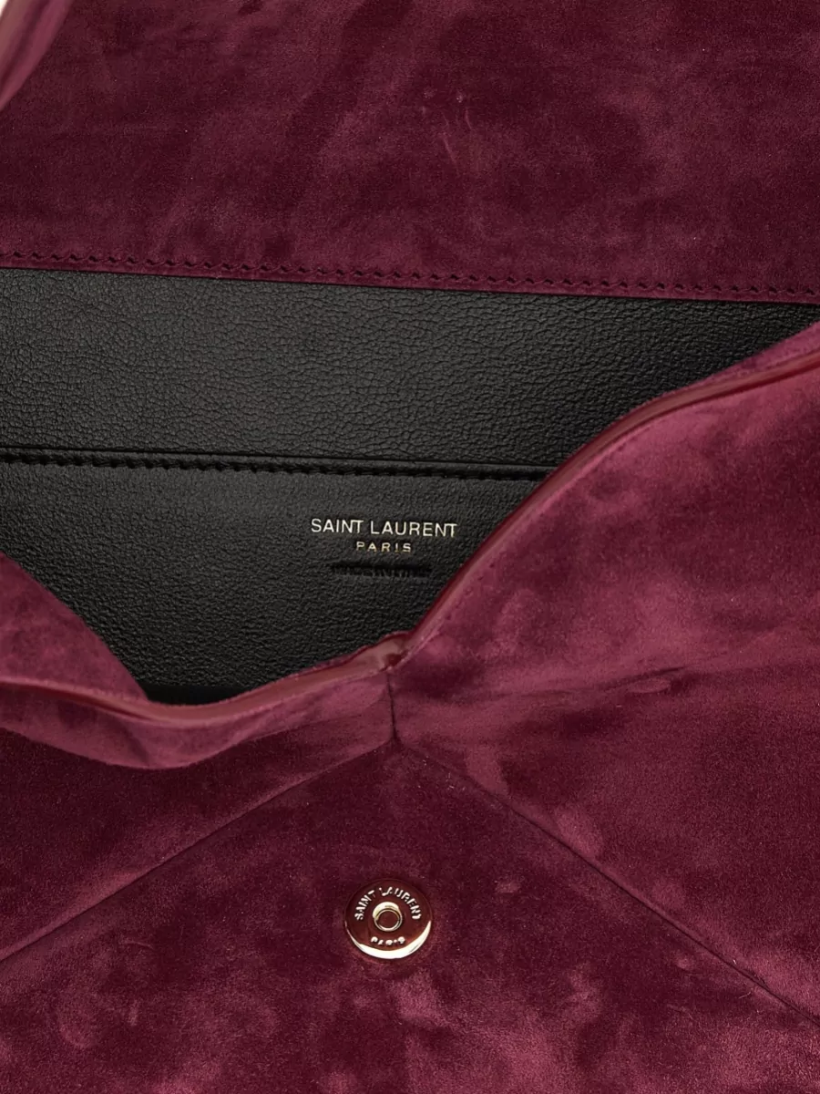 Saint Laurent Cassandre Maxi Suede Clutch Bag
