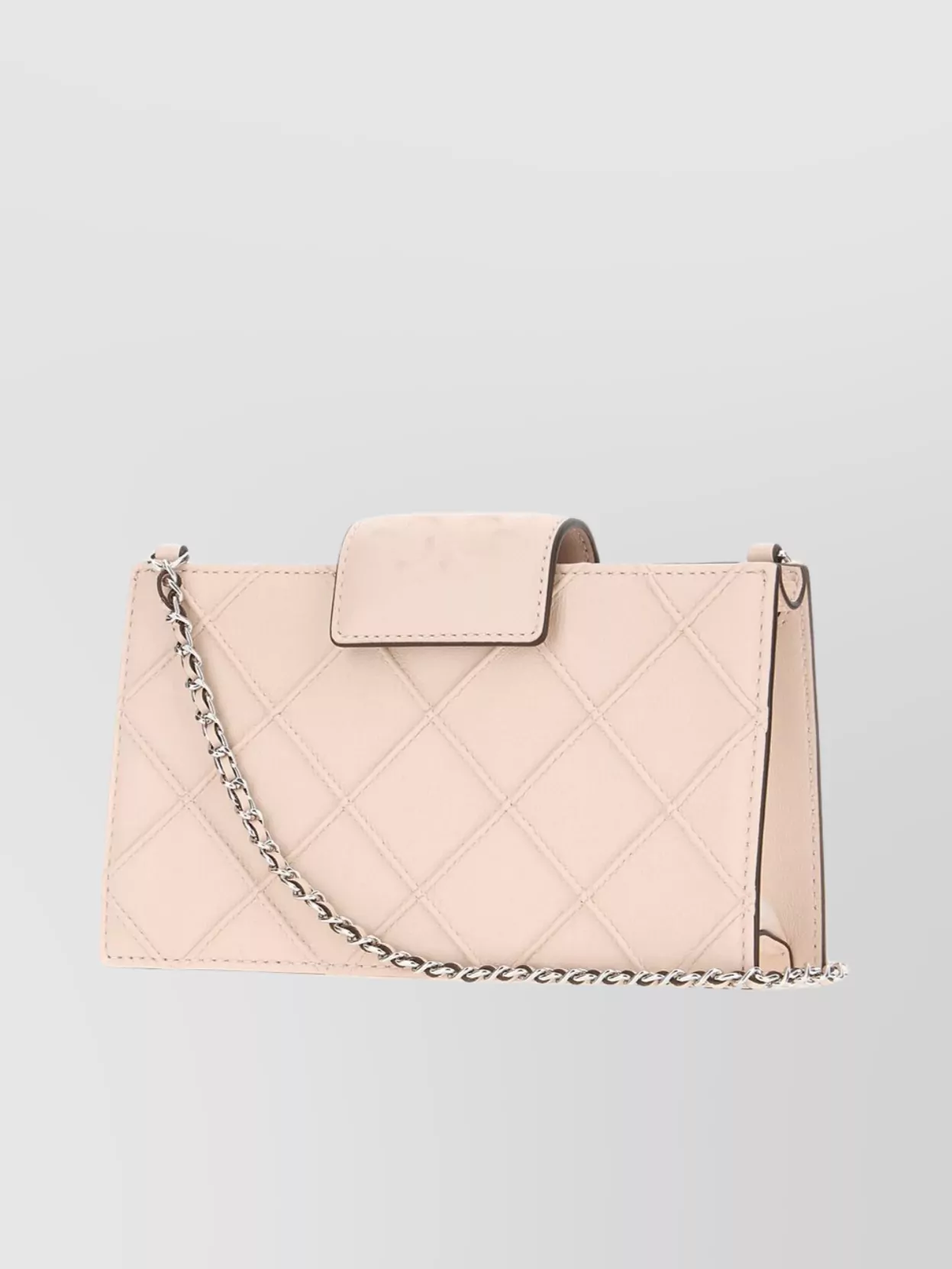 Tory Burch Leather Wallet With Chain Strap And Quilted Design