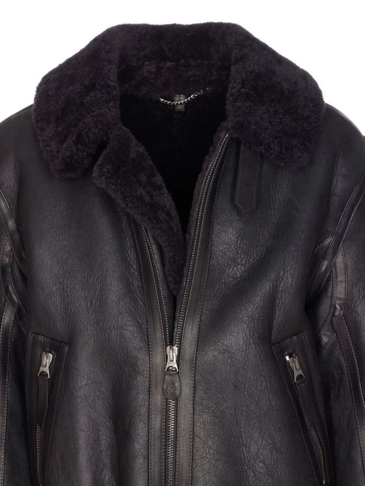 Belstaff Shearling Trim Jacket Belted Hem
